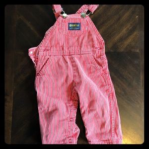 Red/White Striped Oshkosh Infant Overalls
